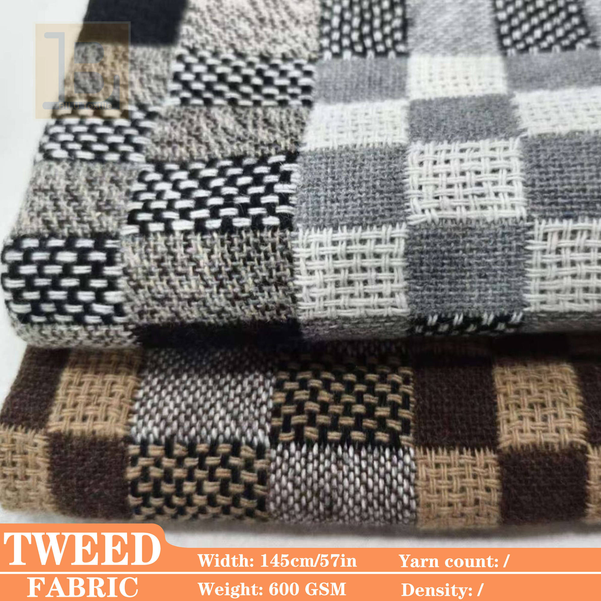 Sewing Tweed Fabric - Grid Tweed Wool Fabric，for Fall/Winter Dresses,