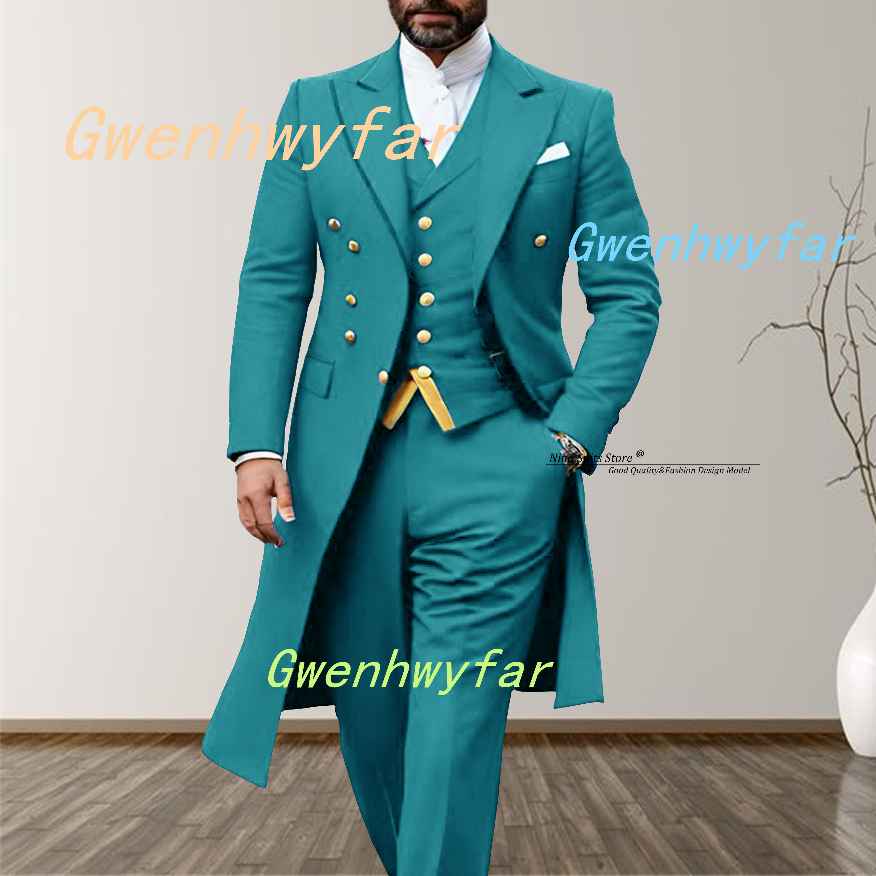Sewing Vest - Gwenhwyfar 2025 Elegant Long Men's Suits