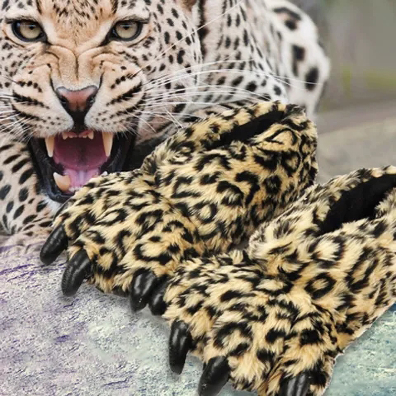 Sewing Cloth - Designer Leopard Claw Home Slippers Women