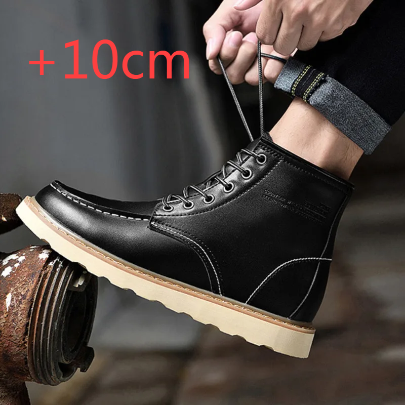 Sewing Latex - 2025 Men Boots Elevator Shoes Hidden