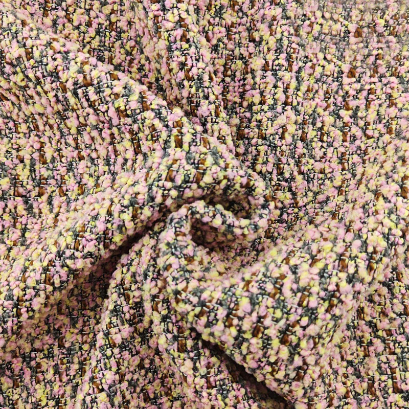 Sewing Tweed Fabric - Pink Color Terry Yarn-Dyed Braide Tweed