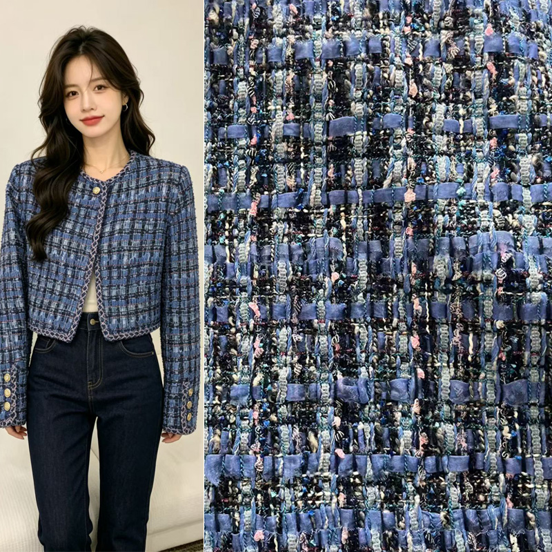Blue Yarn-dyed Heavy Industry  – Sewing Tweed Fabric recenzja i cena