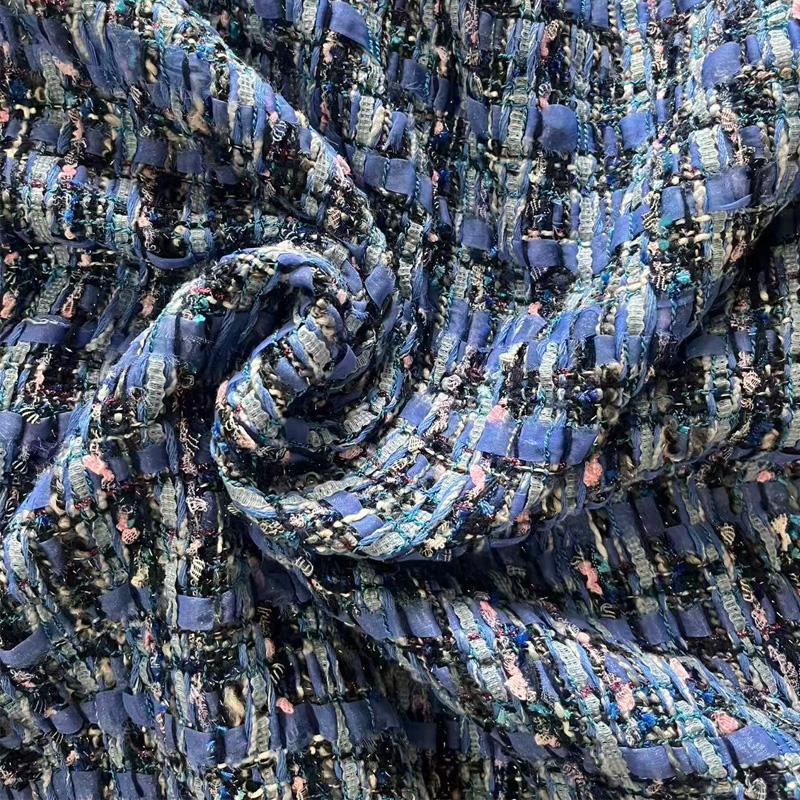 Blue Yarn-dyed Heavy Industry  – Sewing Tweed Fabric recenzja i cena