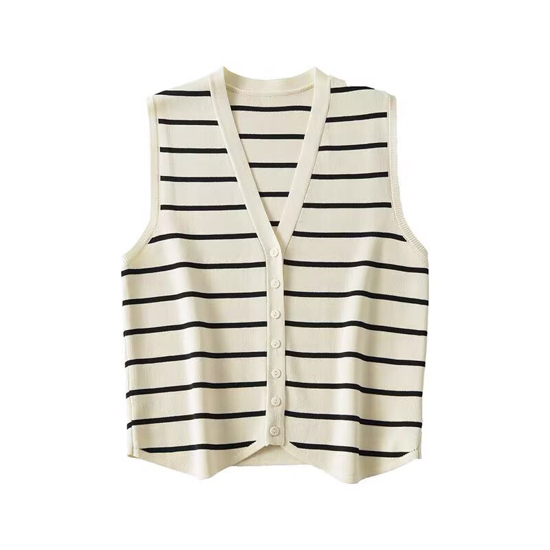 French striped knit vest women – Sewing Vest recenzja i cena