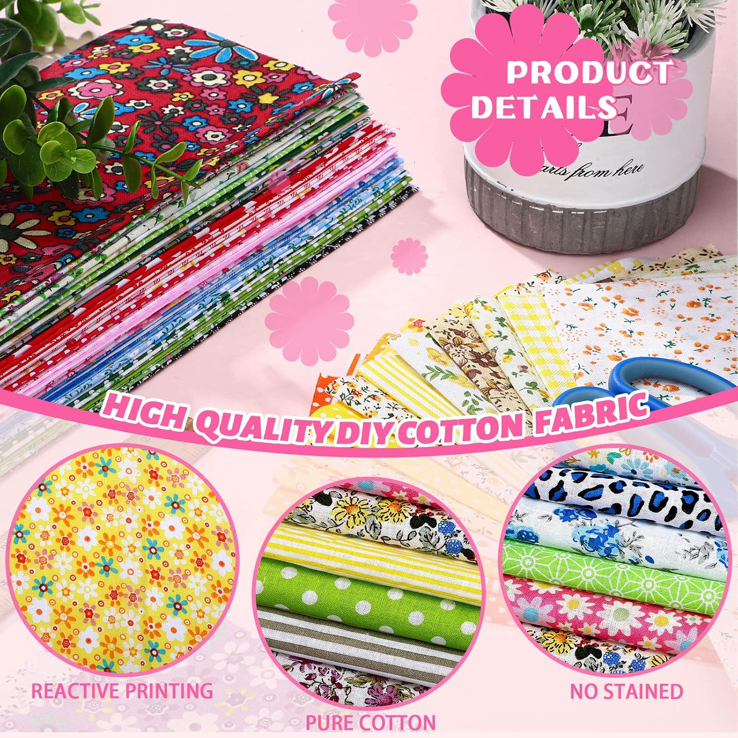 50PCS/100PCS 100% Cotton Fabri – Sewing Tweed Fabric recenzja i cena