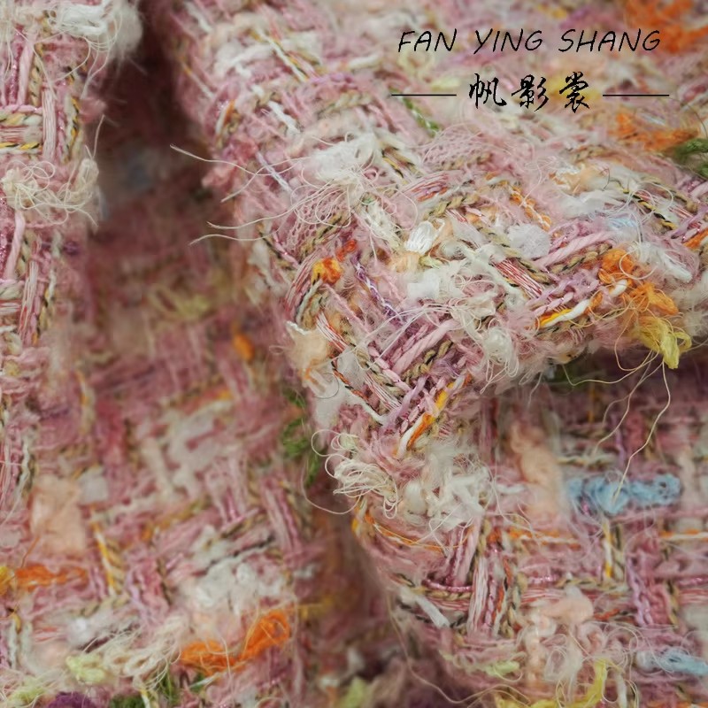 2025 Pink Color Weaving Plaid  – Sewing Tweed Fabric recenzja i cena