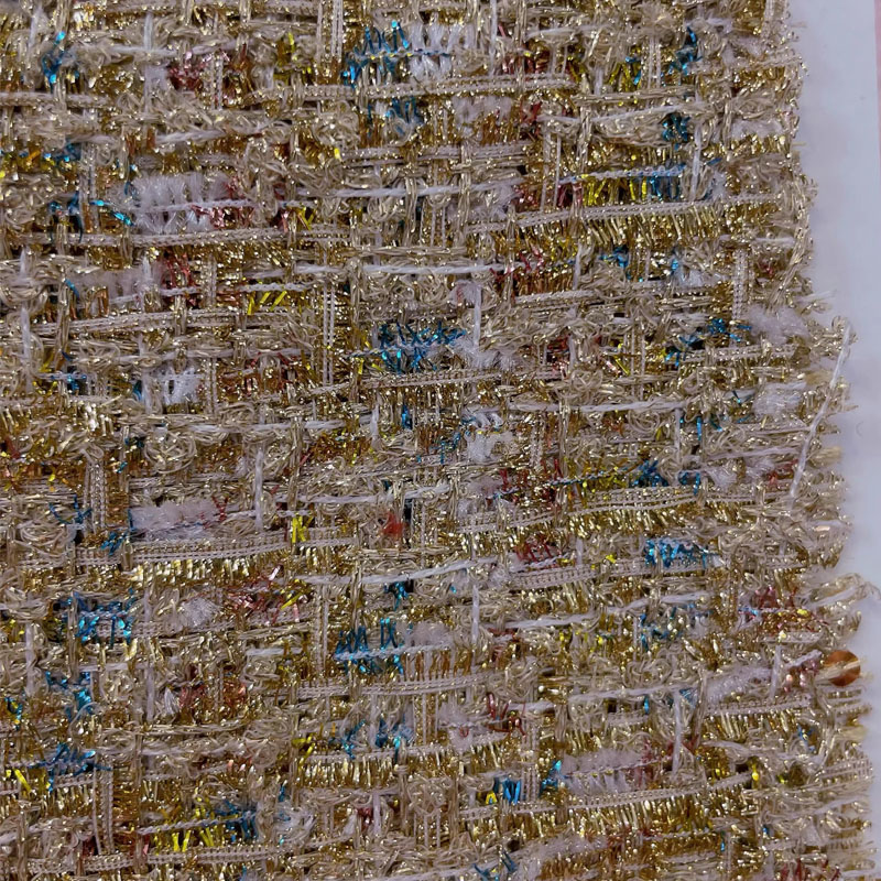 Gold Wire and Sequin Yarn-Dyed – Sewing Tweed Fabric recenzja i cena