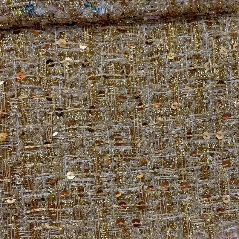 Gold Wire and Sequin Yarn-Dyed – Sewing Tweed Fabric recenzja i cena