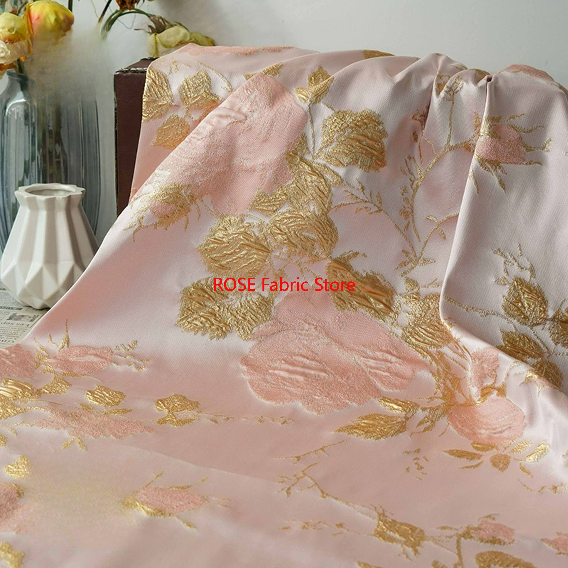 1 meter 3D Relief Gold Silk Fl – Sewing Vest recenzja i cena