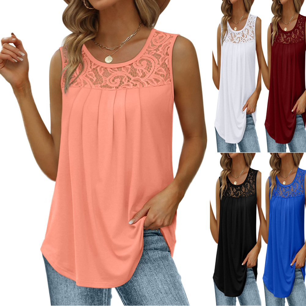 Women's Sleeveless Lace Patchw – Sewing Vest recenzja i cena