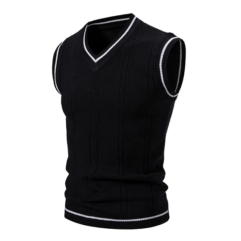 Autumn Men's V Neck Knit Vests – Sewing Vest recenzja i cena