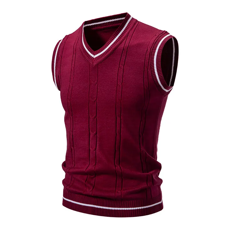 Autumn Men's V Neck Knit Vests – Sewing Vest recenzja i cena