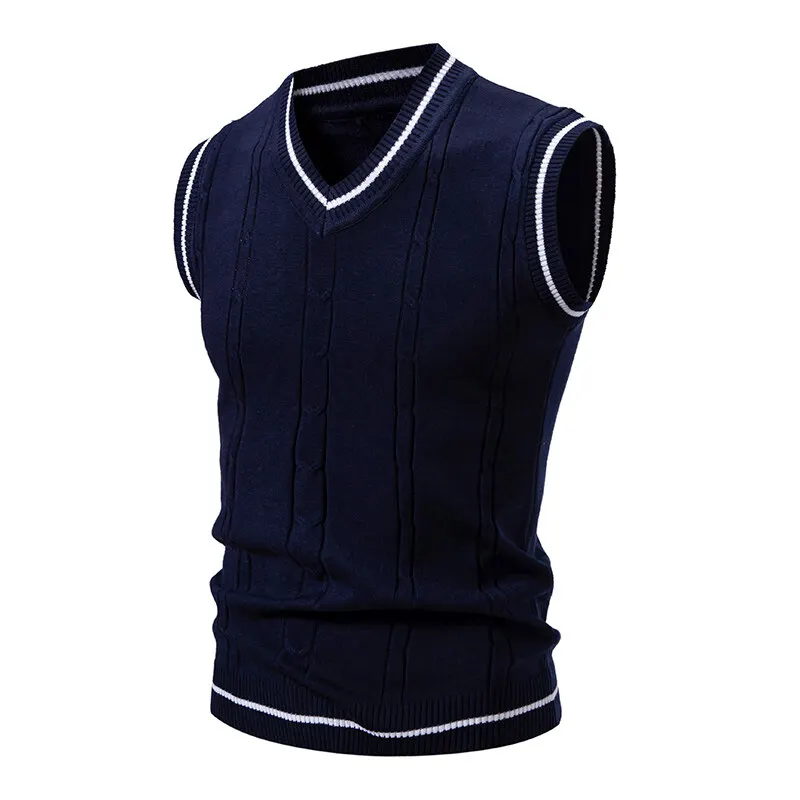 Autumn Men's V Neck Knit Vests – Sewing Vest recenzja i cena