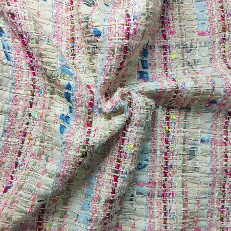 Pink and White Woven Ribbon Ya – Sewing Tweed Fabric recenzja i cena