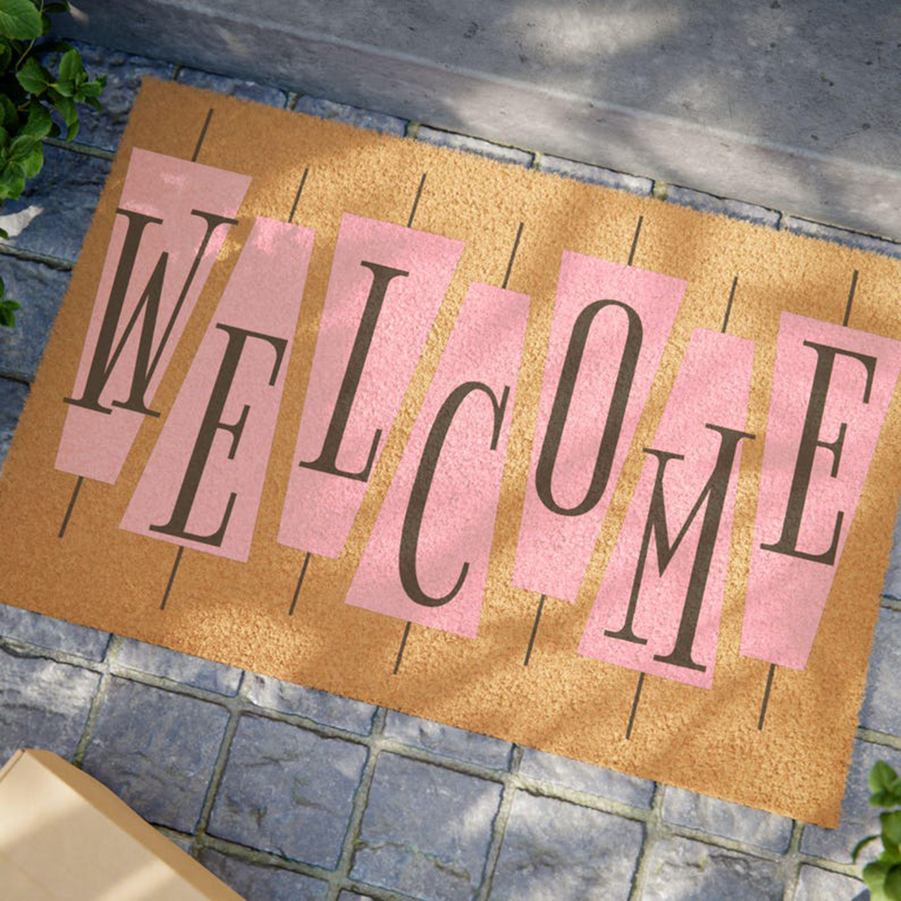 Retro Pink Cute Doormat Welcom – Century Textile & Sewing Supply Reviews recenzja i cena