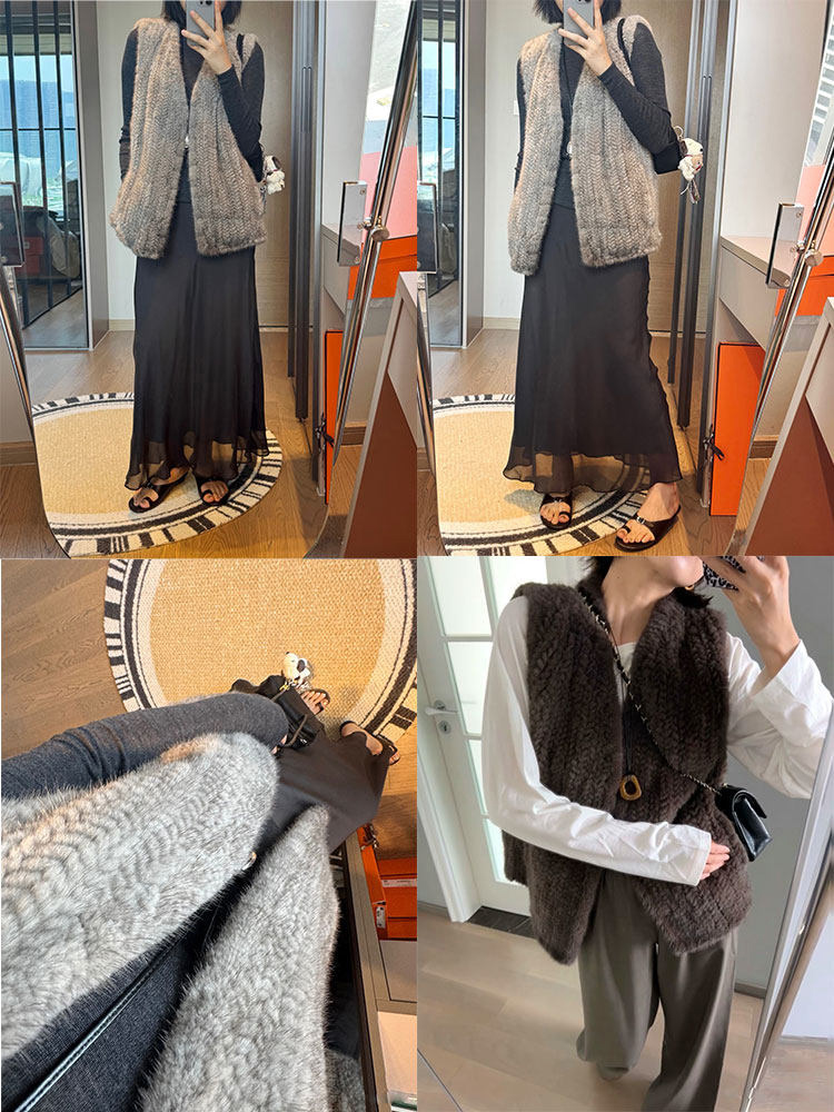 New Natural Mink Fur Vest Knit – Sewing Vest recenzja i cena