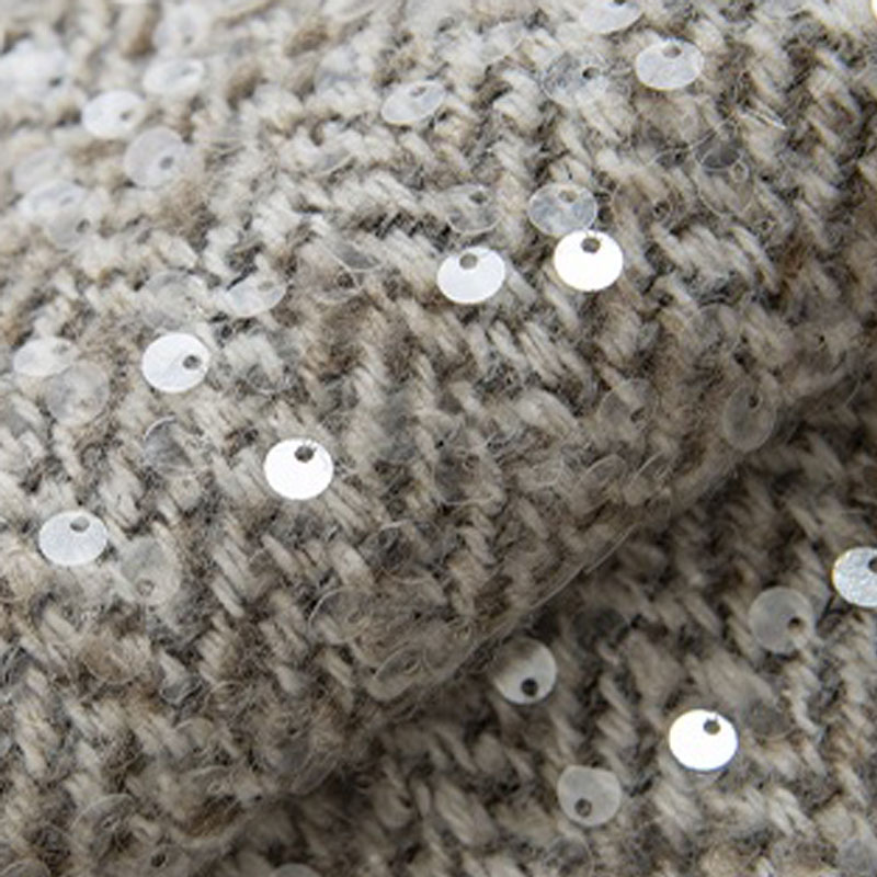 Light Grey With Sequin Yarn-Dy – Sewing Tweed Fabric recenzja i cena